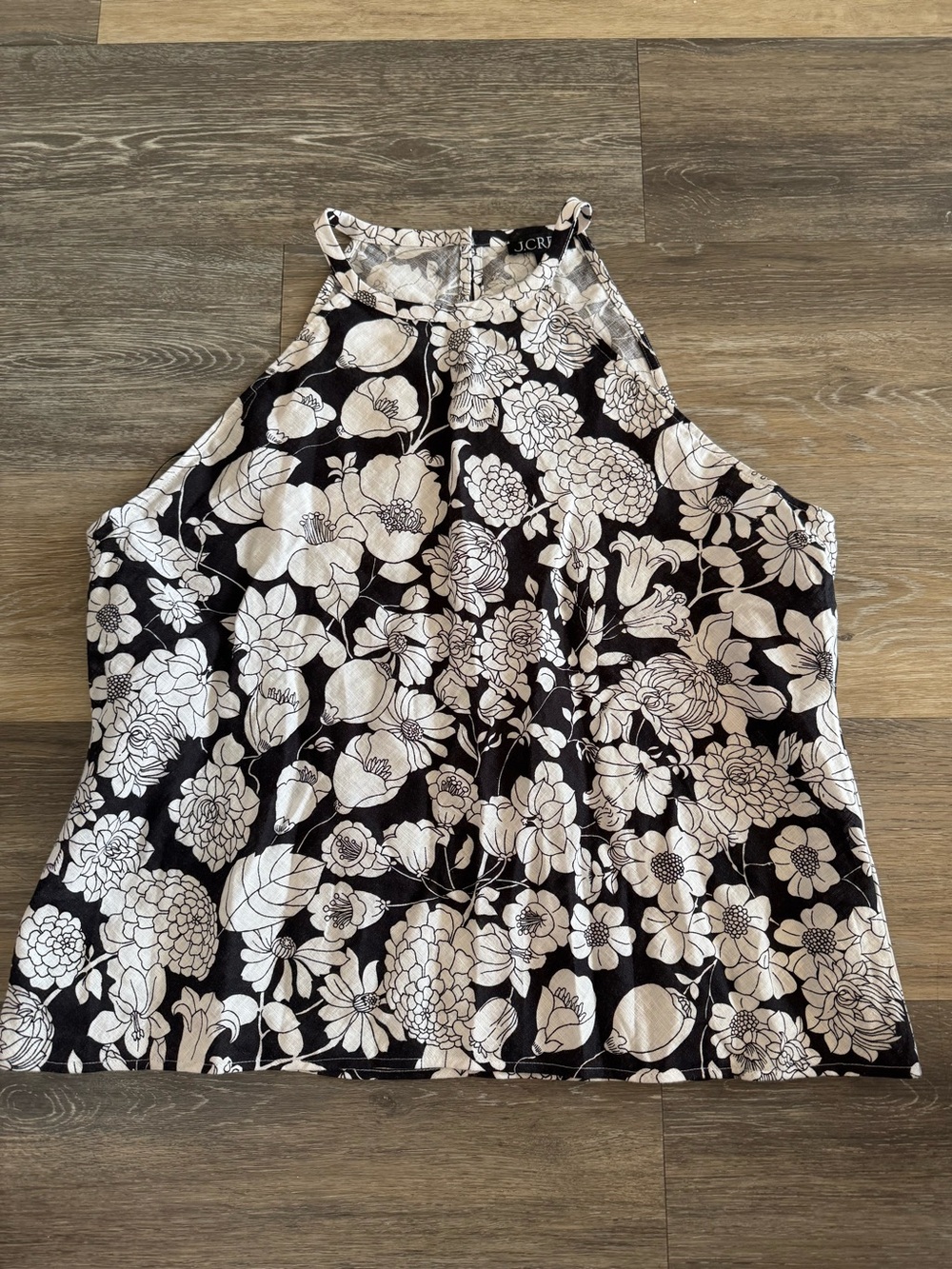 J. Crew Black and White Floral Halter Camisole